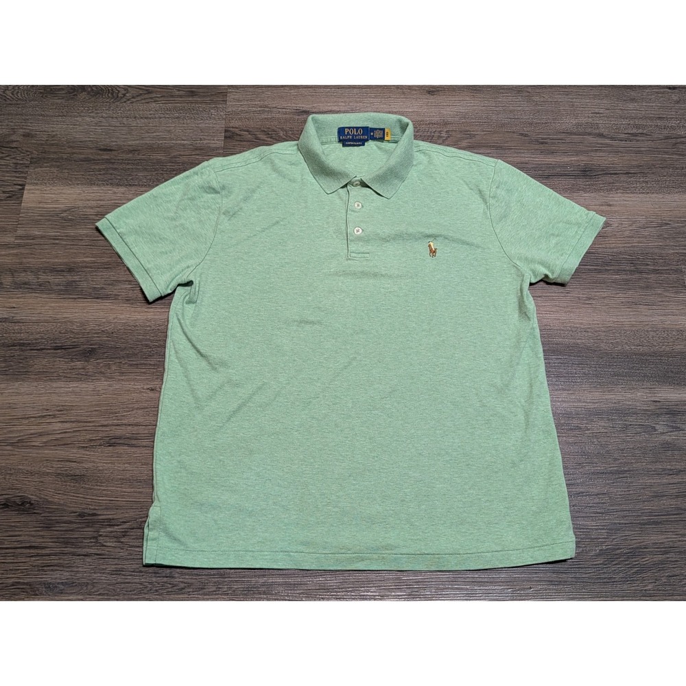 Polo Ralph Lauren Mens Custom Slim Fit Polo Shirt Green Heathered Size M